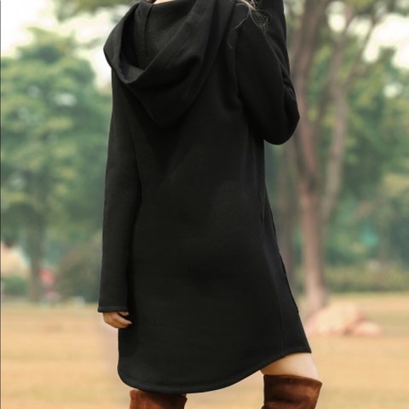 NEW•1X-2X•BETH HOODED BLACK SWEATSHIRT DRESS•NWT - Picture 4 of 14